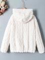SHEIN Kids SUNSHNE Girls' White Plush Jacket (big Girl)