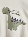Cozy Cub 3pcs Baby Boy Set Of Letter Print, Cartoon Dinosaur Print And Solid Color Tee