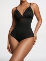 Women's Mesh Patchwork Spaghetti Strap Bodysuit With Slimming Effect