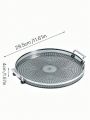 1pc Modern Dual Handle Round Tray With Diamond Pattern Texture, Suitable For Home
