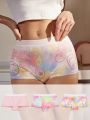 SHEIN 3pcs/Set Women's Cartoon Printed Square Cut Panties Pack