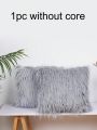 1pc Faux Lamb Fur Solid/Ombre Color Pillow Cover Decorative Cushion Cover