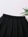 SHEIN Kids EVRYDAY Young Girl Solid Color Pleated Skirt
