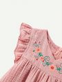 Cozy Cub Baby Girl Flower Print Ruffle Trim V-Neck Pullover Top