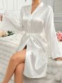 Women's Embroidered Satin Robe With Back Design