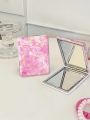 Maryam Alam Pink Marble Pattern Dual Sided Portable Mirror