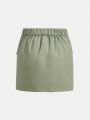 SHEIN Teen Girl Solid Color Utility Sporty Casual Skirt