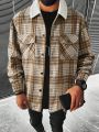 Manfinity Homme Men's Plaid Collar With Contrast Color Long Sleeve Jacket