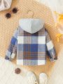 Baby Boy Plaid Print Hooded Top Without Tee