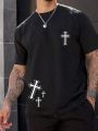 Manfinity LEGND Men'S Short Sleeve T-Shirt With Cross Pattern