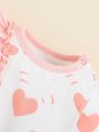 SHEIN Baby Girl Ruffled Heart Print Long Sleeve Jumpsuit