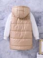SHEIN Kids EVRYDAY Toddler Boys' Mid-length Quilted Hooded Jacket With Vest
