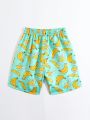 Tween Boys' Swim Trunks, Banana Pattern Print, Woven Fabric, Beach Shorts