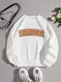 Teen Girl Letter Graphic Thermal Lined Sweatshirt