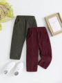 Baby Boy Casual Corduroy Pit Striped Straight Casual Pants Two Pack