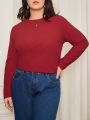 SHEIN Frenchy Plus Size Solid Color Lace Patchwork Shirt