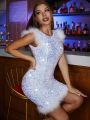 SHEIN BAE Women's Glitter Prom/party Evening Dress