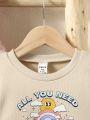 Baby Girl Cartoon & Slogan Graphic Sweatshirt