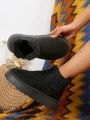 Winter Snow Boots For Women, Elastic Slip-on Short Boots, Thickened And Furry, Anti-slip And Warm, Loafers Design