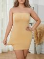 Ladies Plus Size Solid Color Bodycon Skirt