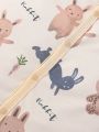 Baby Boys' All-Over Rabbit & Carrot Printed Jumpsuit & Hat & Animal Socks Set