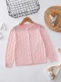 Girls' Solid Color Pointelle Knit Cardigan