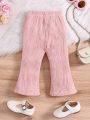Infant Girls' Spring/Summer Pink Textured Fabric Elegant Cute Casual Pants