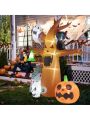 8 FT Halloween Inflatables Tree with Ghosts Pumpkin Tombstone, Inflatable Halloween Decorations  with Built-in  LEDs , Blow Up Yard Decorations for Garden Yard Lawn