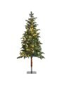 Costway 6ft Pre-Lit Artificial Hinged Pencil Christmas Tree w/250 Lights and Metal Stand
