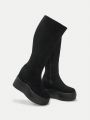 SHEIN ICON Fashionable Women's Flatform Over-the-knee Boots