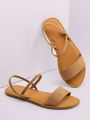 Women Minimalist Slingback Sandals, Elegant Summer Faux Suede Flat Sandals