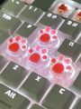 4pcs Cute Pink Anti-scratch Translucent Abs Resin Cat Claws Design Key Caps, Compatible With Cross-axis Mechanical Keyboard Decoration