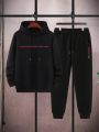 Men'S Plus Size Hoodie And Sweatpants Set With Letter Print