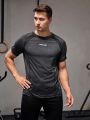 Men Letter Graphic Contrast Mesh Sports Tee