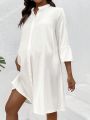 SHEIN Maternity Solid Color Flare Sleeve Dress
