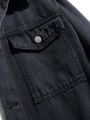Extended Sizes Men's Plus Size Turn-down Collar Denim Jacket With Pockets