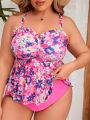 SHEIN Swim Vcay Plus Size Floral Printed Cami Strap Bikini Top