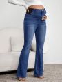 SHEIN Maternity Color Block Cat Whisker Flared Jeans