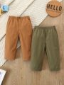 Infant Boys' Casual Elastic Waist Slanted Pocket Long Pants 2pcs Set