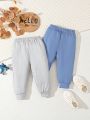 Baby Boy 2pcs Solid Elastic Waist Sweatpants
