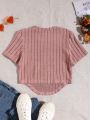 SHEIN Kids EVRYDAY Girls' Solid Color Ribbed Tee