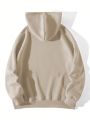 Plus Size Hooded Sweatshirt With Inner Lining And Kangaroo Pocket, Letter And Mountain Printed