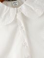 Baby Girl Eyelet Embroidery Statement Collar Flare Sleeve Top