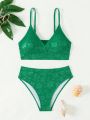 Teenage Girls' Floral Print Swimsuit Set, Perfect For Relaxing By The Beach On Vacation