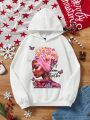 Teen Girls' Casual Hoodie With Character Print
