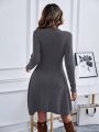 SHEIN Privé Solid A-line Sweater Dress