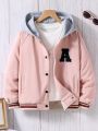 Tween Girls Color-Blocking Hooded Jacket With Letter Patch