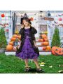 Witch Costume for Girls Kids, Halloween Party Fancy Dress Up Deluxe Set with Hat Skirt for Girls