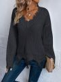 Women's Distressed Off-Shoulder Knit Sweater