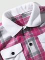 Manfinity Homme Men's Plus Size Plaid Pattern Shirt Jacket With Pockets